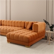 Luna Mid-Century Modern U-Shape Cognac Tan Velvet Corner Sectional Sofa