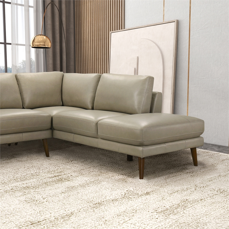 Paisley Genuine Leather L-Shaped Pillow Back Right-Facing Sectional in Cream