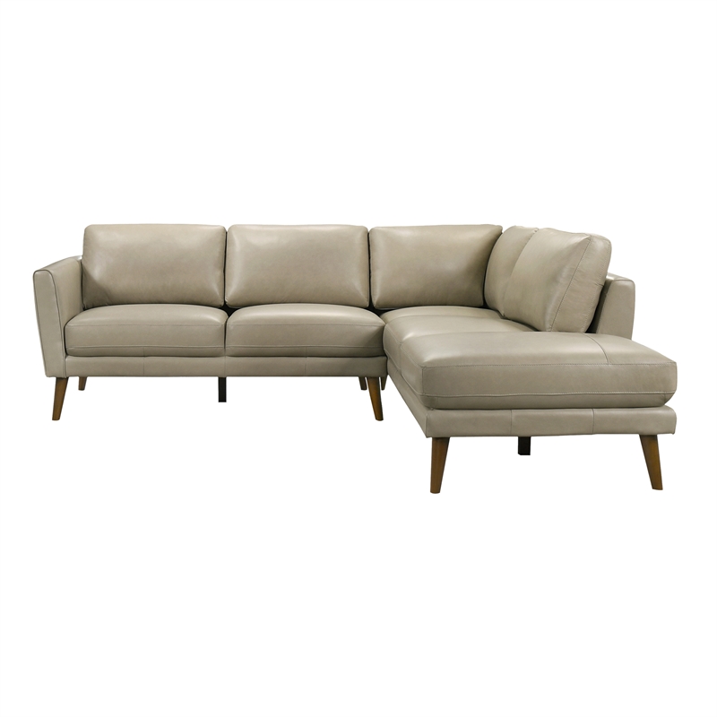 Paisley Genuine Leather L-Shaped Pillow Back Right-Facing Sectional in Cream