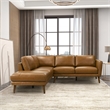 Paisley Genuine Leather L-Shaped Pillow Back Left-Facing Sectional in Tan