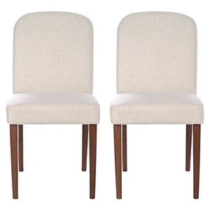 Minka Japandi Style Solid Wood Beige Fabric Upholstered Comfort Dining Chair