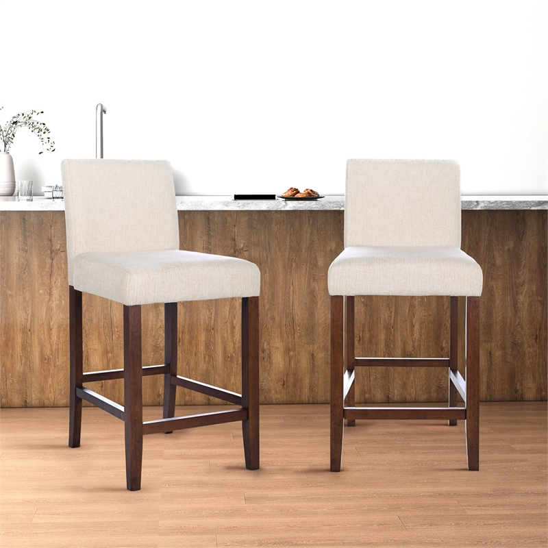 Orion Modern Solid Wood Beige Fabric Upholstered Comfy Counter Chair