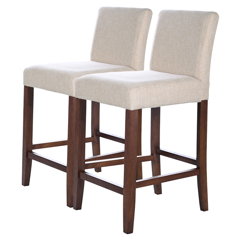 Orion Modern Solid Wood Beige Fabric Upholstered Comfy Counter Chair