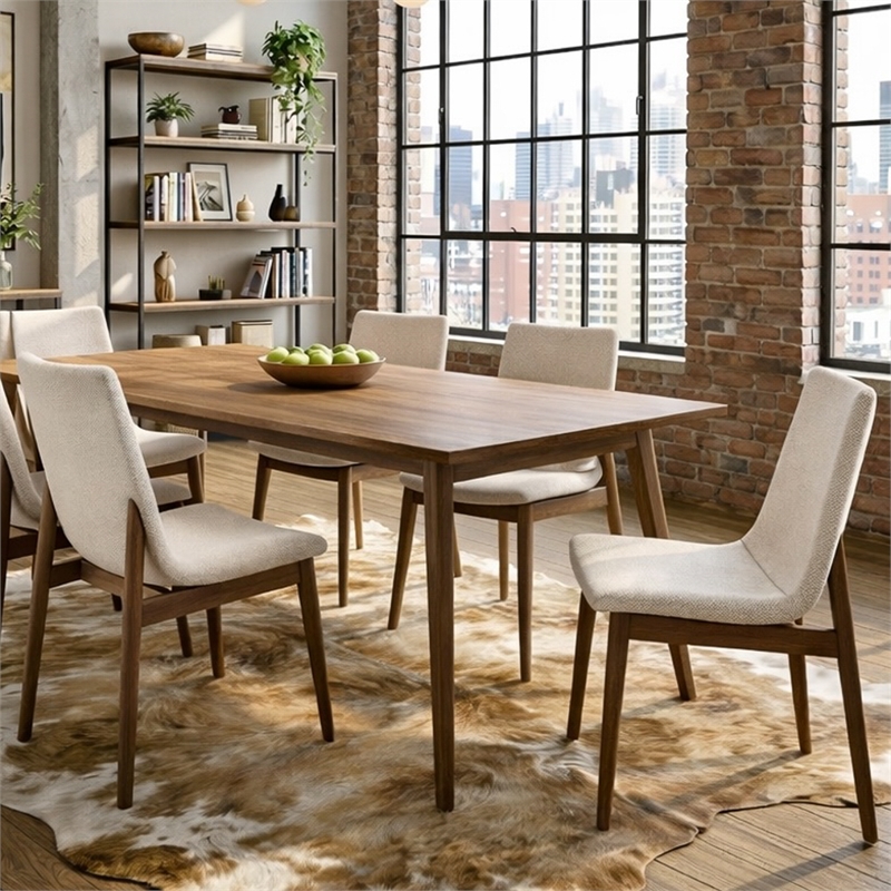Praestigia Italian Style Solid Wood Linen Fabric Upholstered Chair in Beige