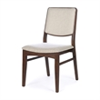 Nami Japandi Style Solid Wood Linen Fabric Upholstered Dining Chair in Beige