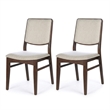Nami Japandi Style Solid Wood Linen Fabric Upholstered Dining Chair in Beige