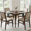 Nami Japandi Style Solid Wood Linen Fabric Upholstered Dining Chair in Beige