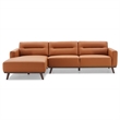 Narvik Cognac Tan Leather Left-Facing Living Room Corner Sectional Sofa