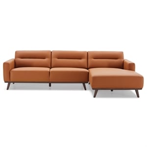 Narvik Cognac Tan Leather Right-Facing Living Room Corner Sectional Sofa