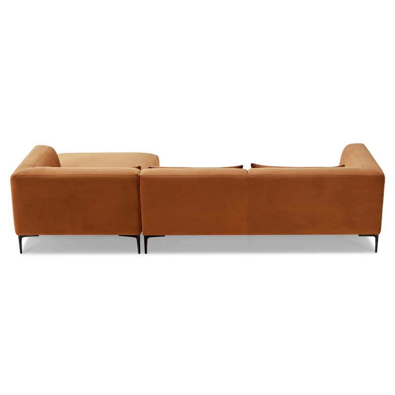 Saviola Burnt Orange Velvet Japandi Style Living Room Corner Sectional Sofa