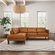 Hairo Loose Back Genuine Leather Left Facing Sectional Sofa in Cognac Tan