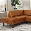 Hairo Loose Back Genuine Leather Left Facing Sectional Sofa in Cognac Tan