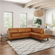 Hairo Loose Back Genuine Leather Right Facing Sectional Sofa in Cognac Tan