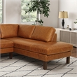 Hairo Loose Back Genuine Leather Right Facing Sectional Sofa in Cognac Tan