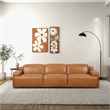 Welton Modern Genuine Leather Triple Power Recliner Sofa in Tan