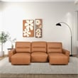 Harlow Genuine Leather Triple Power Convertible Sofa / Sofa Bed in Cognac Tan
