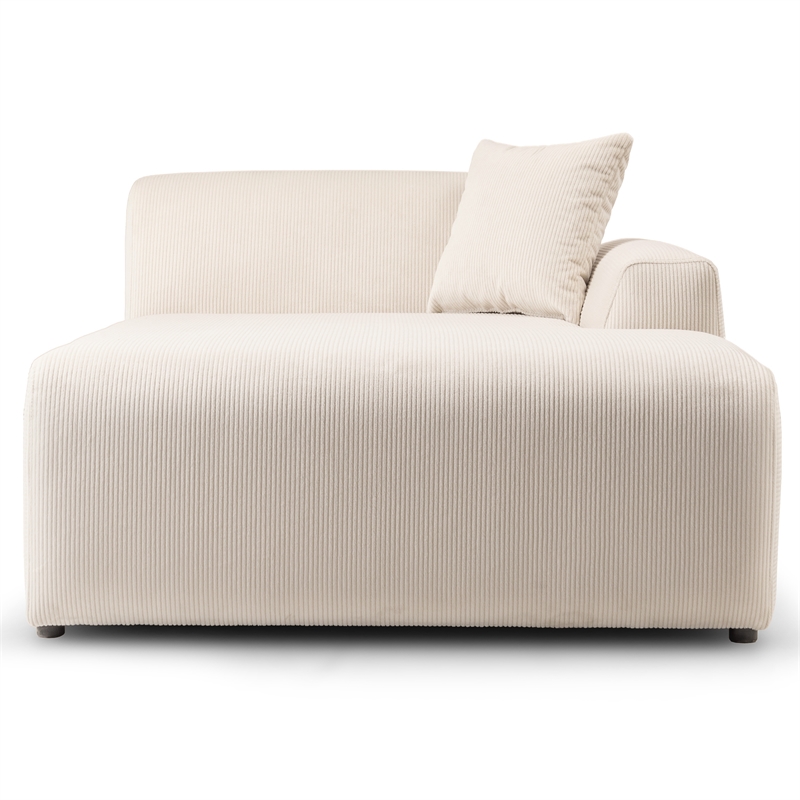 Chapman Corduroy Fabric Living Room U-Shaped Corner Sectional Sofa in Cream