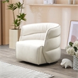 Astra Mid-Century Modern Velvet Upholstered Swivel Chair in Cream