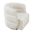 Astra Mid-Century Modern Velvet Upholstered Swivel Chair in Cream