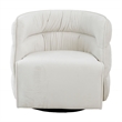 Astra Mid-Century Modern Velvet Upholstered Swivel Chair in Cream