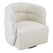 Astra Mid-Century Modern Velvet Upholstered Swivel Chair in Cream