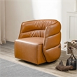 Astra Mid-Century Modern Leather Upholstered Swivel Chair in Tan