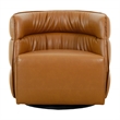 Astra Mid-Century Modern Leather Upholstered Swivel Chair in Tan