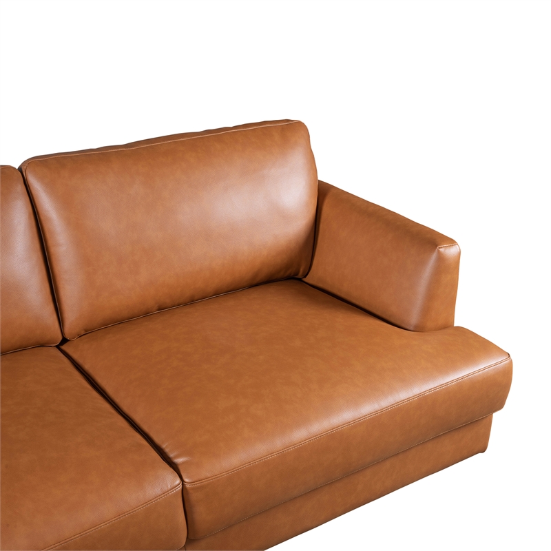 Griffith Cozy Living Room Left Facing Leather Sectional Sofa in Cognac Tan