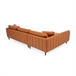 Keshia Living Room Left Facing Leather Corner Sectional Sofa in Cognac Tan