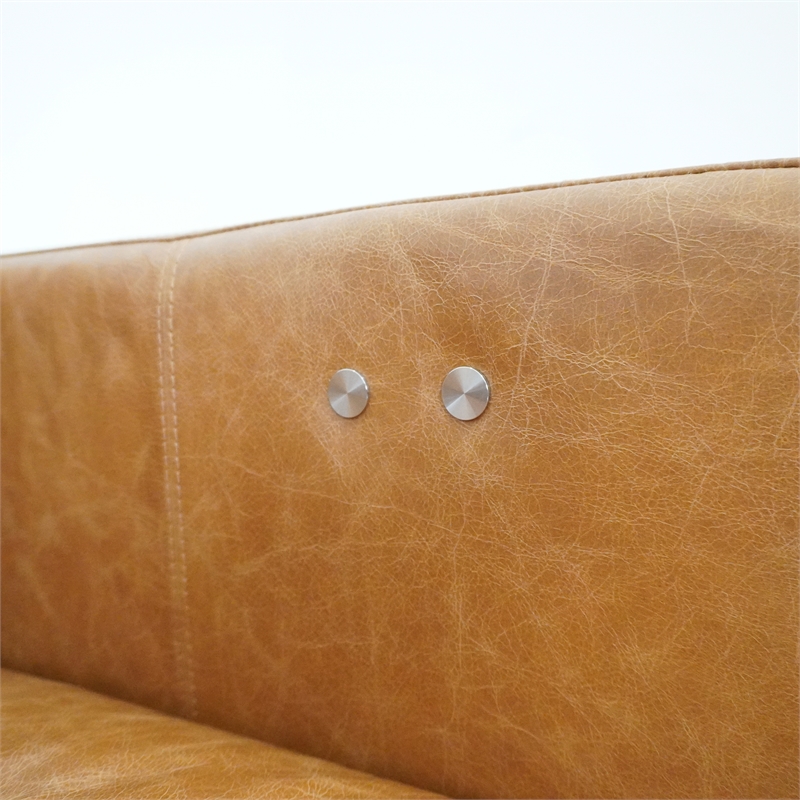 Ludwig Mid Century Genuine Leather Right-Facing Power Inclining Sofa in Tan