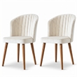 Edison Mid-Century Modern Velvet Dining Chair in Cream (Set of 2)