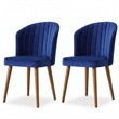 Edison Mid-Century Modern Velvet Dining Chair in Navy Blue (Set of 2)