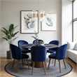 Edison Mid-Century Modern Velvet Dining Chair in Navy Blue (Set of 2)