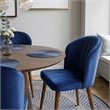 Edison Mid-Century Modern Velvet Dining Chair in Navy Blue (Set of 2)