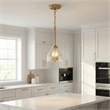 Remo 3-Light Metal Pendant with Clear Glass Dome Shade and Satin Brass Finish