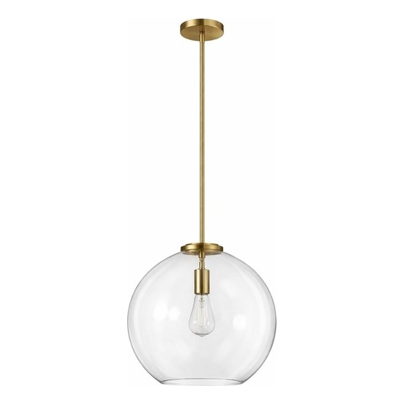 Austina Satin Brass Metal Pendant with Clear Glass Shade