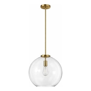 Austina Satin Brass Metal Pendant with Clear Glass Shade
