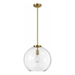 Austina Satin Brass Metal Pendant with Clear Glass Shade