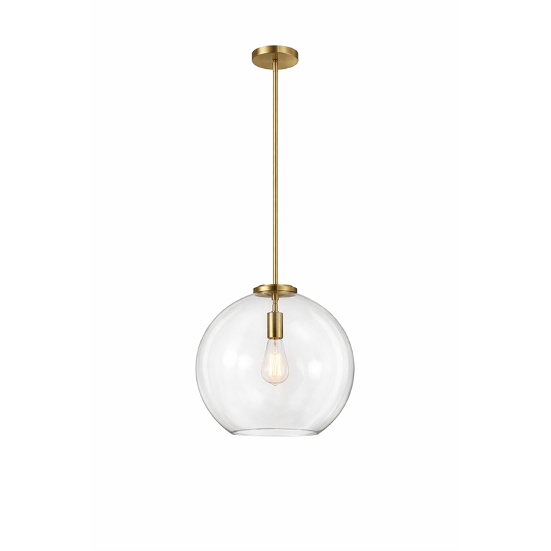 Austina Satin Brass Metal Pendant with Clear Glass Shade