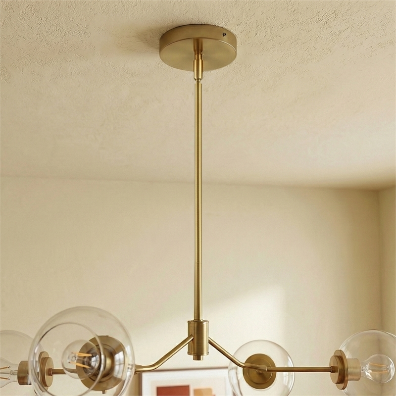 Razer Gold Brass 4-Light Metal Chandelier with Clear Glass Shades