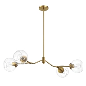 Razer Gold Brass 4-Light Metal Chandelier with Clear Glass Shades