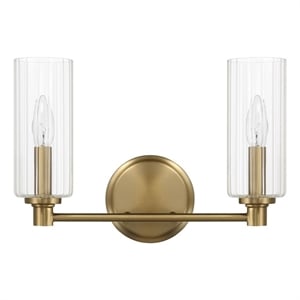 Azur Sophisticated Dual-Light Metal Wall Sconce with Satin Brass Finish