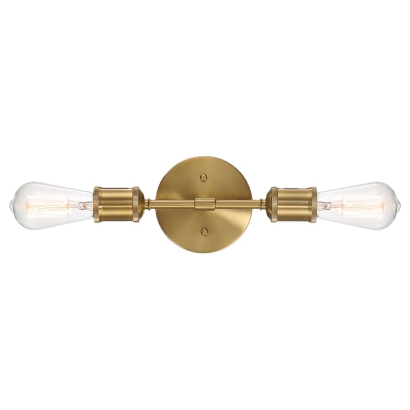 Vavo Double-Light Metal Wall Sconce in Satin Brass Finish