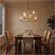 Modart 6-Light Metal Pendant with Satin Brass Finish and Ribbed Glass Shades