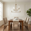 Modart 6-Light Metal Pendant with Satin Brass Finish and Ribbed Glass Shades