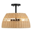 Adena Double Lights Semi-Flush Black Metal Pendant Lamp