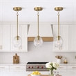 Fonex Single Metal Pendant Light with Clear Glass and Satin Brass Finish