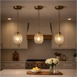 Fonex Single Metal Pendant Light with Clear Glass and Satin Brass Finish