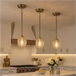 Fonex Single Metal Pendant Light with Clear Glass and Satin Brass Finish