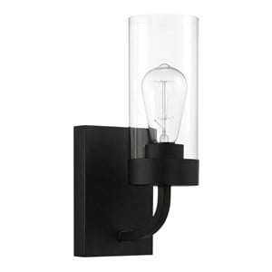 Scarten Modern Single-Light Wall Sconce with Black Metal and Clear Glass
